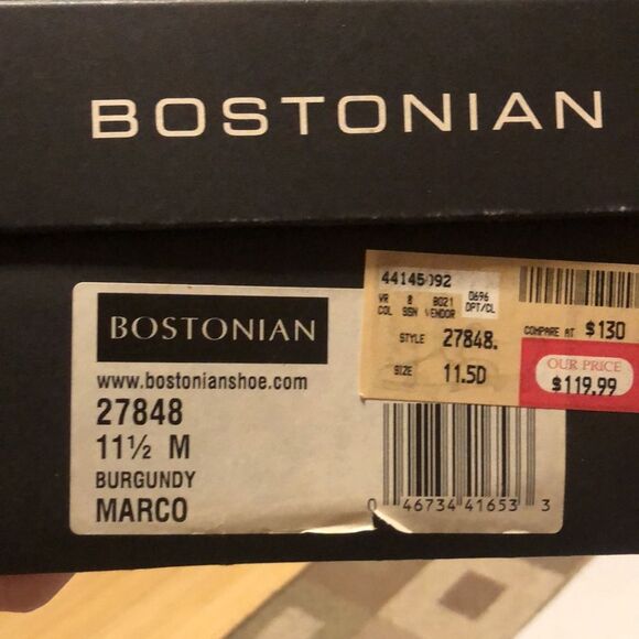 BOSTONIAN Florentine Marco Size 11.5M Leather Toe Caps Oxfords Burgundy main image 10